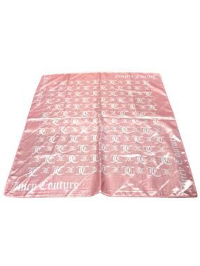 Juicy Couture Pink Silk Satin Scarf Monogram Logo Large Wrap Shawl Y2K Aesthetic
